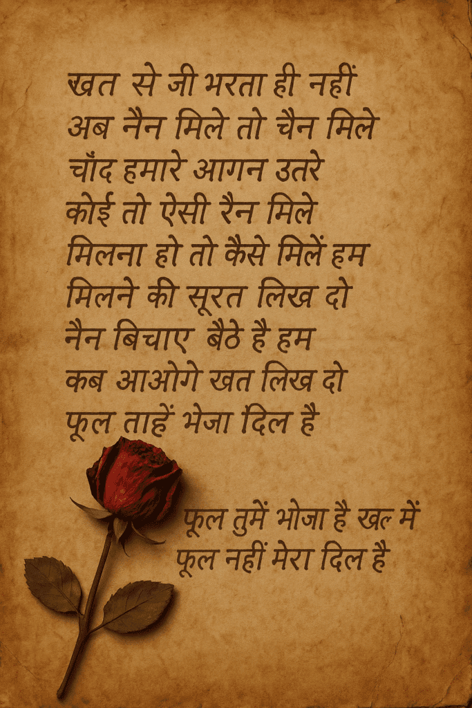 "Ek purana letter jismein likhe hain dard bhare shabd aur rakha hai ek sukh chuka gulaab – yeh image batati hai what is true love ka asli matlab, ek amar aur jazbaati pyaar ki kahani."